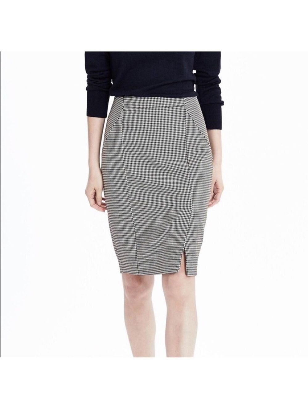 Banana Republic black white houndstooth pencil skirt Sz 6 stretchy professional